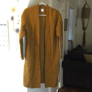 Olive green/brownish cable knit duster sweater | small, oversized